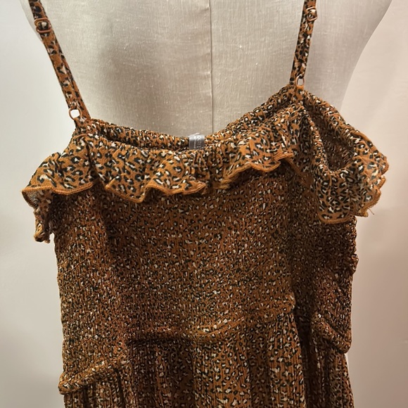 Urban Outfitters leopard ruffle chest lightweight mini dress sz small - Picture 8 of 11